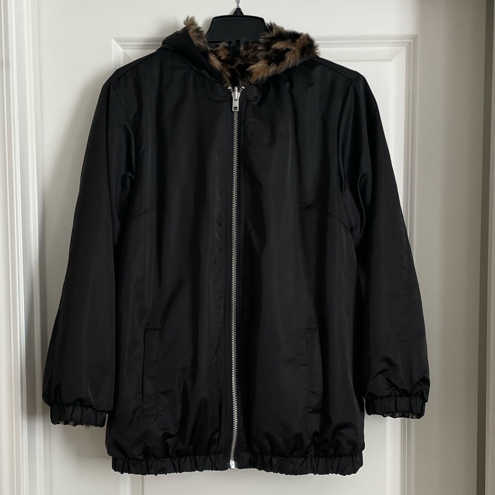 Reversible Black Satin Animal Print Jacket American Eagle